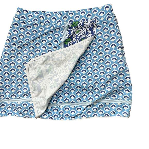 J Mclaughlin Skort Size XS Blue Geometric Mini Skirt Golf Tennis Pockets Preppy - Picture 2 of 9